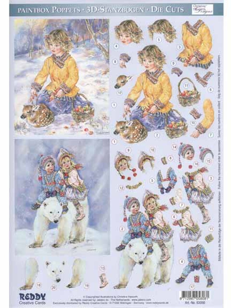 Reddy Creative Cards 3D Paintbox Precut Winter Kids on Bear